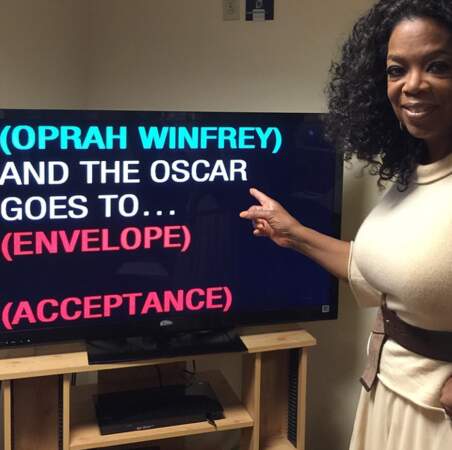 Le jour précédent, Oprah Winfrey répétait son texte...enfin, lisait son prompteur
