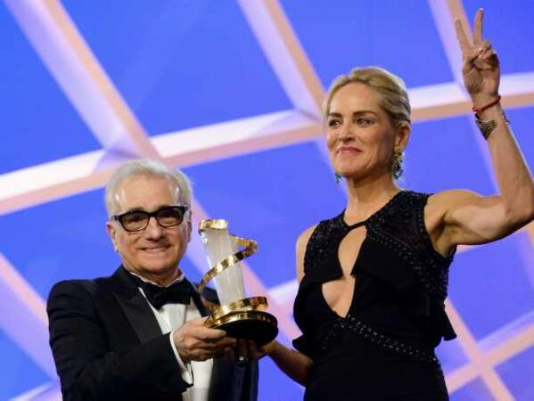 Martin Scorsese remet un prix à Sharon Stone pour l'ensemble de sa carrière