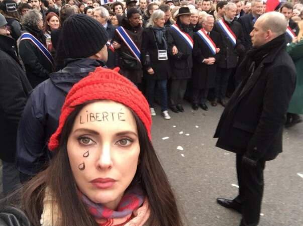 La voici durant la manifestation du 11 janvier dernier #JeSuisCharlie