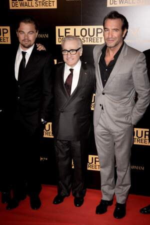 Leonardo Di Caprio, Martin Scorsese et Jean Dujardin 