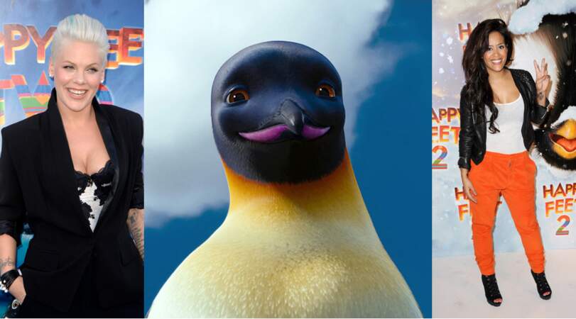 Pour incarner Gloria dans Happy Feet 2, au choix : Pink (VO) et Amel Bent (VF)