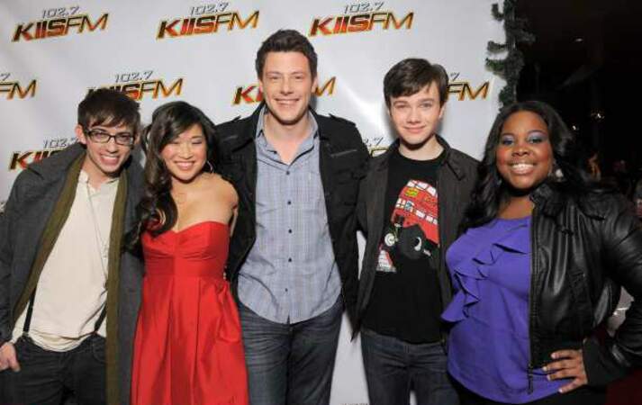 Avec Kevin McHale, Jenna Ushkowitz, Chris Colfer et Amber Riley, l'équipe de Glee 