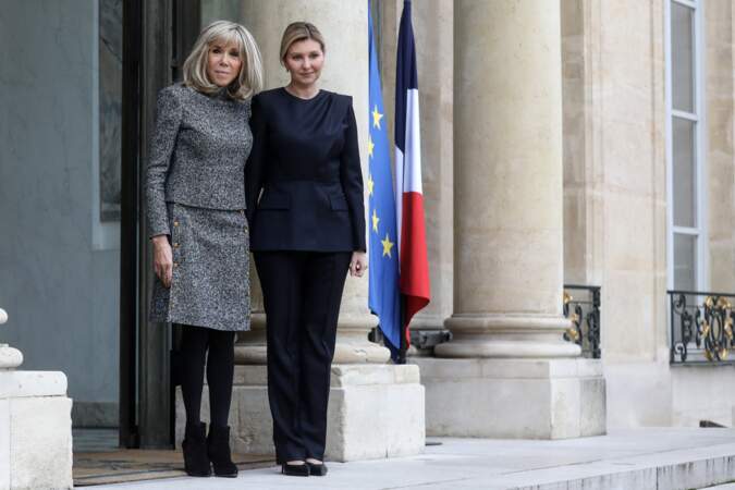 Brigitte Macron reçoit la première dame ukrainienne Olena Zelenska.