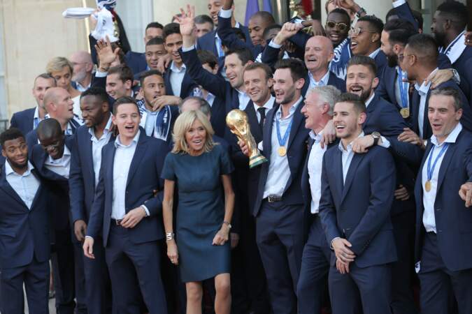 Lors de la réception à l'Elysée en l'honneur de l'équipe de France de football championne du monde