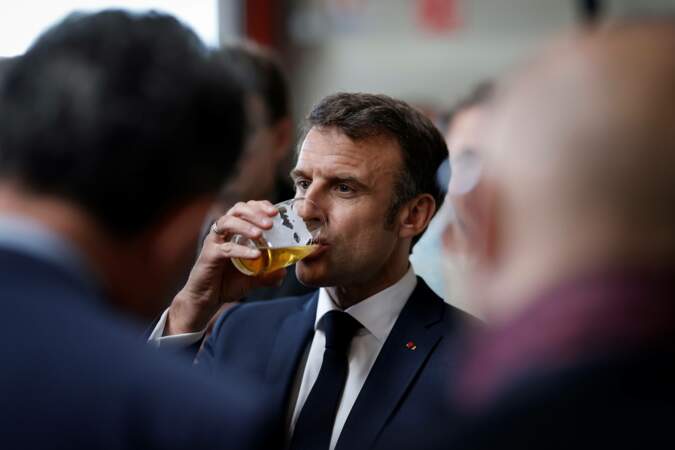 Emmanuel Macron lors d'une visite dans l'Est de la France à Muttersholtz
