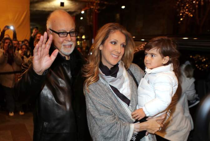 Céline Dion, René Angelil et leurs deux enfants René-Charles et Eddy (2012)